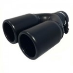 Zwart Uitlaatsierstuk Dubbel rond 76mm  passend 45-60 mm